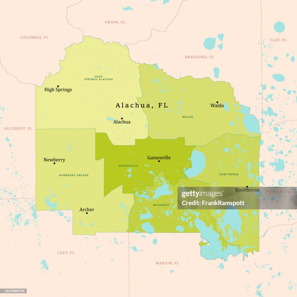 FL Alachua County Vector Map Green