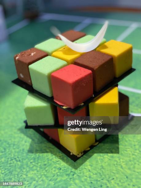 rubik's cube cake - chocolate cube stock pictures, royalty-free photos & images