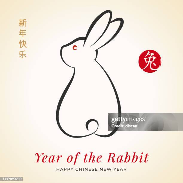year of the rabbit. new year 2023 invitation luxury design template. - year of the rabbit stock illustrations