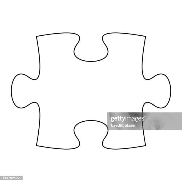 ein perfektes puzzleteil mit schwarzem umriss. - puzzleteile stock-grafiken, -clipart, -cartoons und -symbole