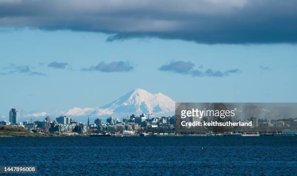 cityscape in front of mt baker, victoria, vancouver island, vancouver, british columbia, canada - victoria canada stock pictures, royalty-free photos & images