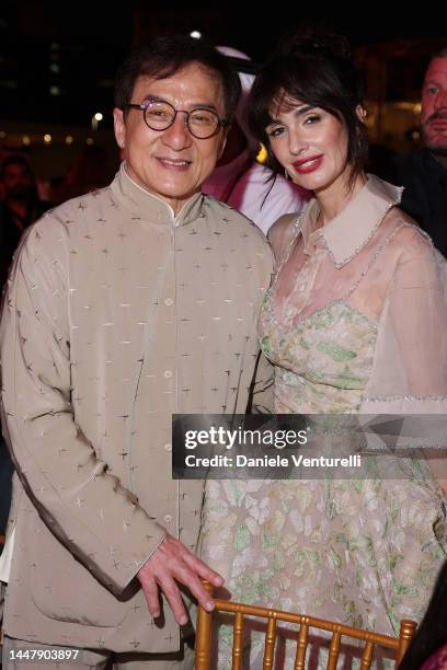 Jackie Chan and Paz Vega attend the Closing Night Gala Dinner at the Red Sea International Film Festival on December 08, 2022 in Jeddah, Saudi Arabia.