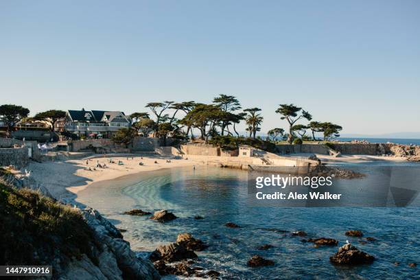 lovers point beach, monterey bay - monterey california stock pictures, royalty-free photos & images