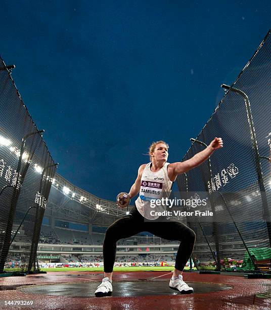 Dani Samuels of Australia competes to win the Women DiscusThrow during the Samsung Diamond League on May 19, 2012 at the Shanghai Stadium in...