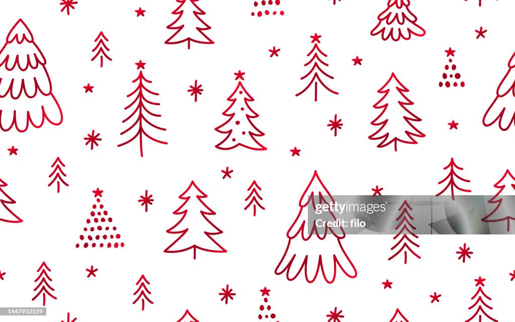 Seamless Drawn Holiday Tree Background