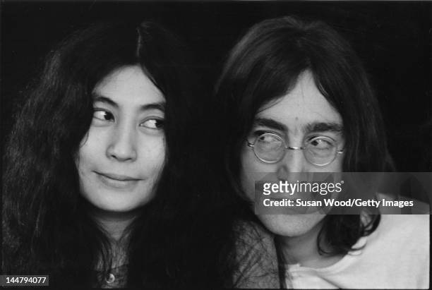 Japanese-born artist and musician Yoko Ono and British musican and artist John Lennon , December 1968.