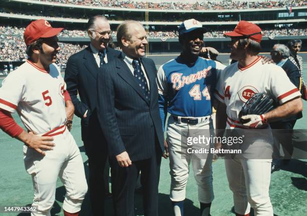 American baseball player Johnny Bench, American Major League Baseball Commissioner Bowie Kuhn , American politician Gerald Ford , Vice President of...