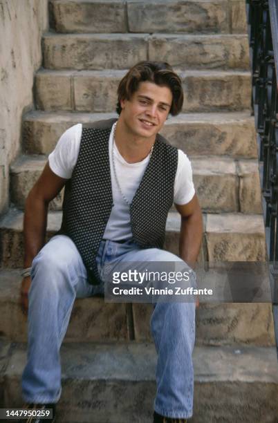 French actor David Charvet attends a 'Baywatch' photocall in Los Angeles, California, United States, circa 1992.