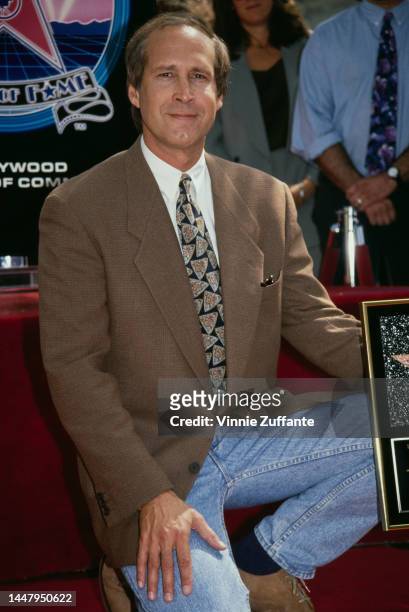 Chevy Chase at the unveiling of his Hollywood Walk of Fame star, California, United States, 23rd September 1993.
