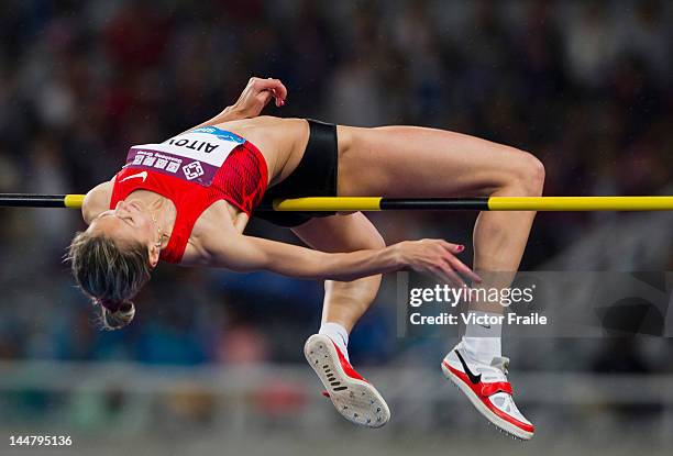 Marina Aitova of Kazakhstan competes in the Women's High Jump during the Samsung Diamond League on May 19, 2012 at the Shanghai Stadium in Shanghai,...