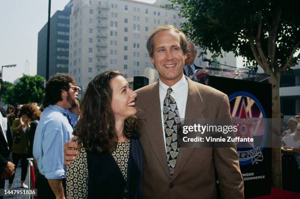 Moon Zappa And Chevy Chase attend the unveiling of his Hollywood Walk of Fame star , California, United States, 23rd September 1993.