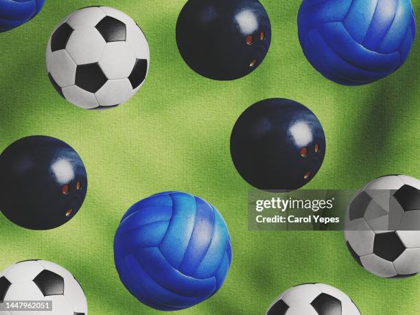 variation of sports balls seamless - sports balls foto e immagini stock