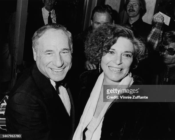 Mel Brooks and Anne Bancroft attend an event, circa 1990s.