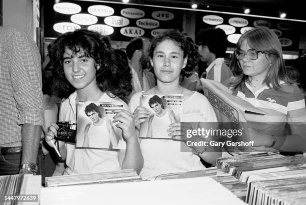 View of Rick Springfield fans as they attend an album signing at J&R Music store, New York, New York, June 18, 1981. At the time, the Pop musician...