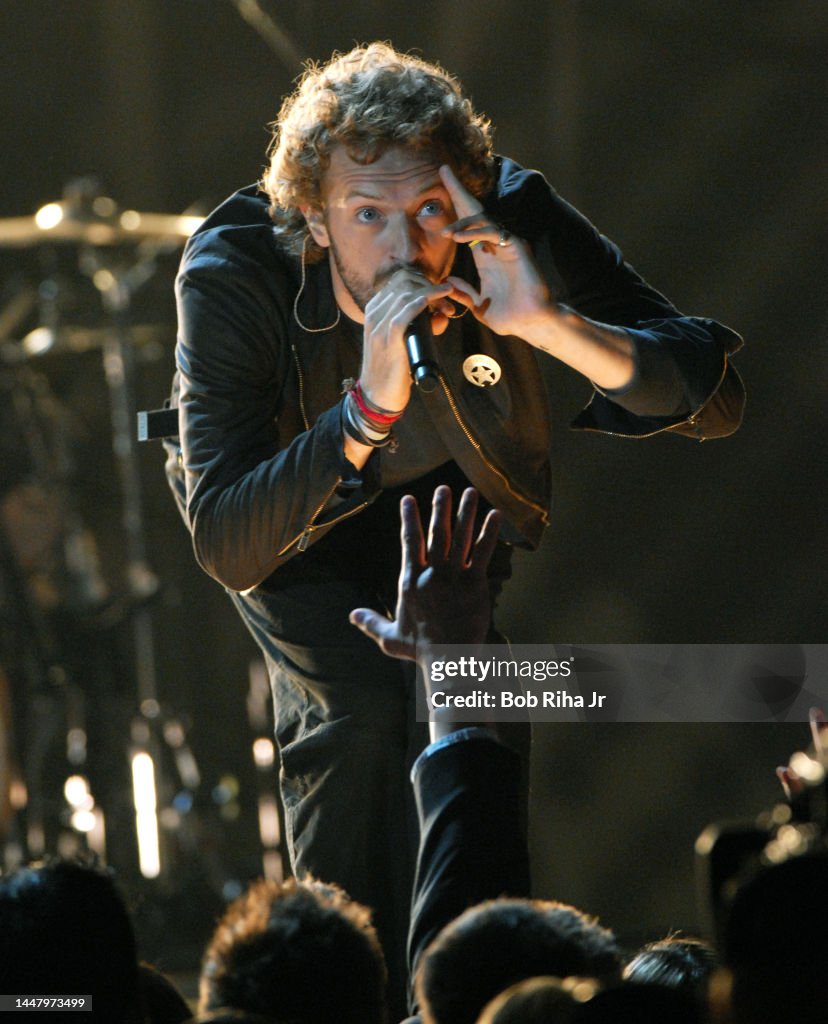 Chris Martin performs at Grammy Awards