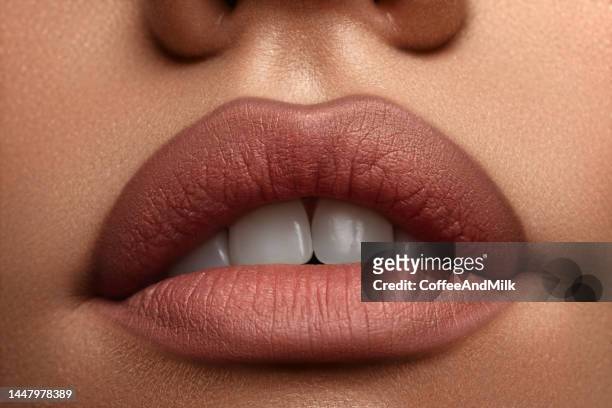 part of a face of a beautiful emotional woman - close up lips stock pictures, royalty-free photos & images
