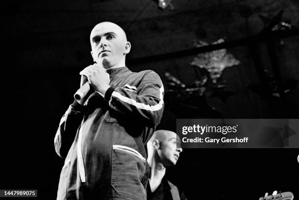 View of British Pop, Rock, & World museum Peter Gabriel performs onstage, during the Dr Pepper Music Festival, in Central Park's Wolman Rink, New...