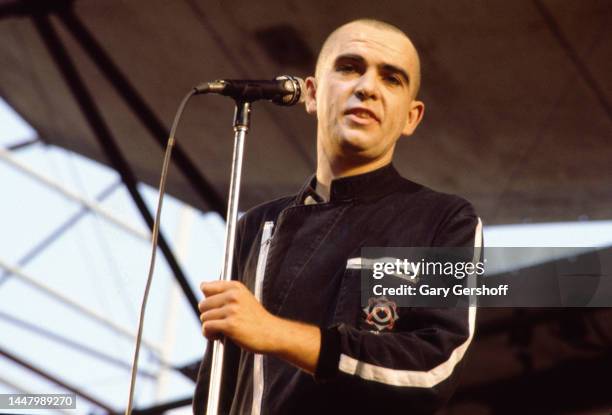 View of British Pop, Rock, & World museum Peter Gabriel performs onstage, during the Dr Pepper Music Festival, in Central Park's Wolman Rink, New...