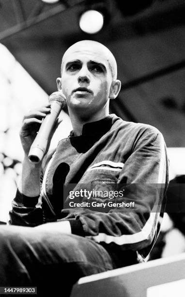 View of British Pop, Rock, & World museum Peter Gabriel performs onstage, during the Dr Pepper Music Festival, in Central Park's Wolman Rink, New...