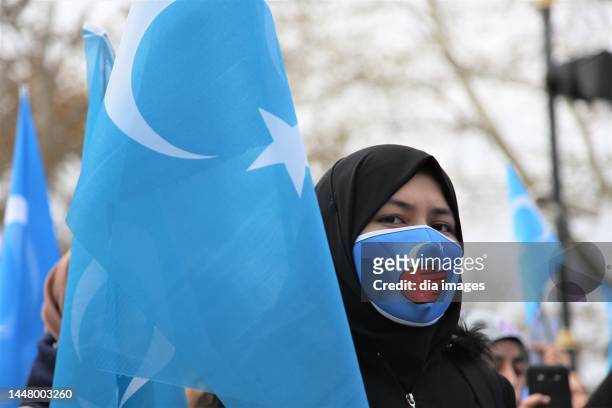 Protest against the Chinese government's continued zero-Covid policy and strict quarantine measures is held on December 9 2022 in Istanbul, Turkey.