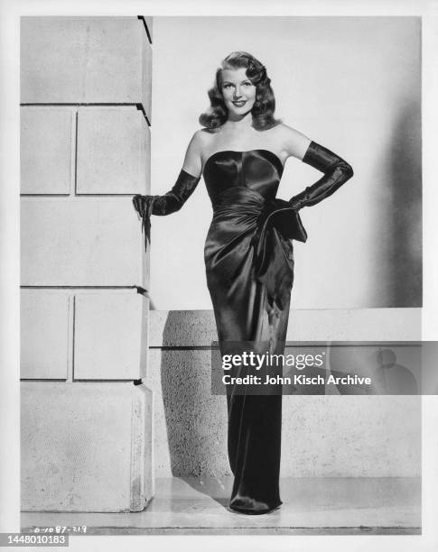 Publicity still of American actress Rita Hayworth in the film 'Gilda,' 1946.