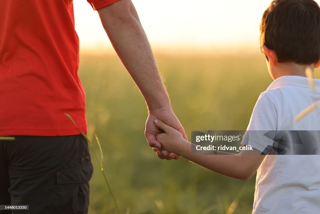 Happy father and son.