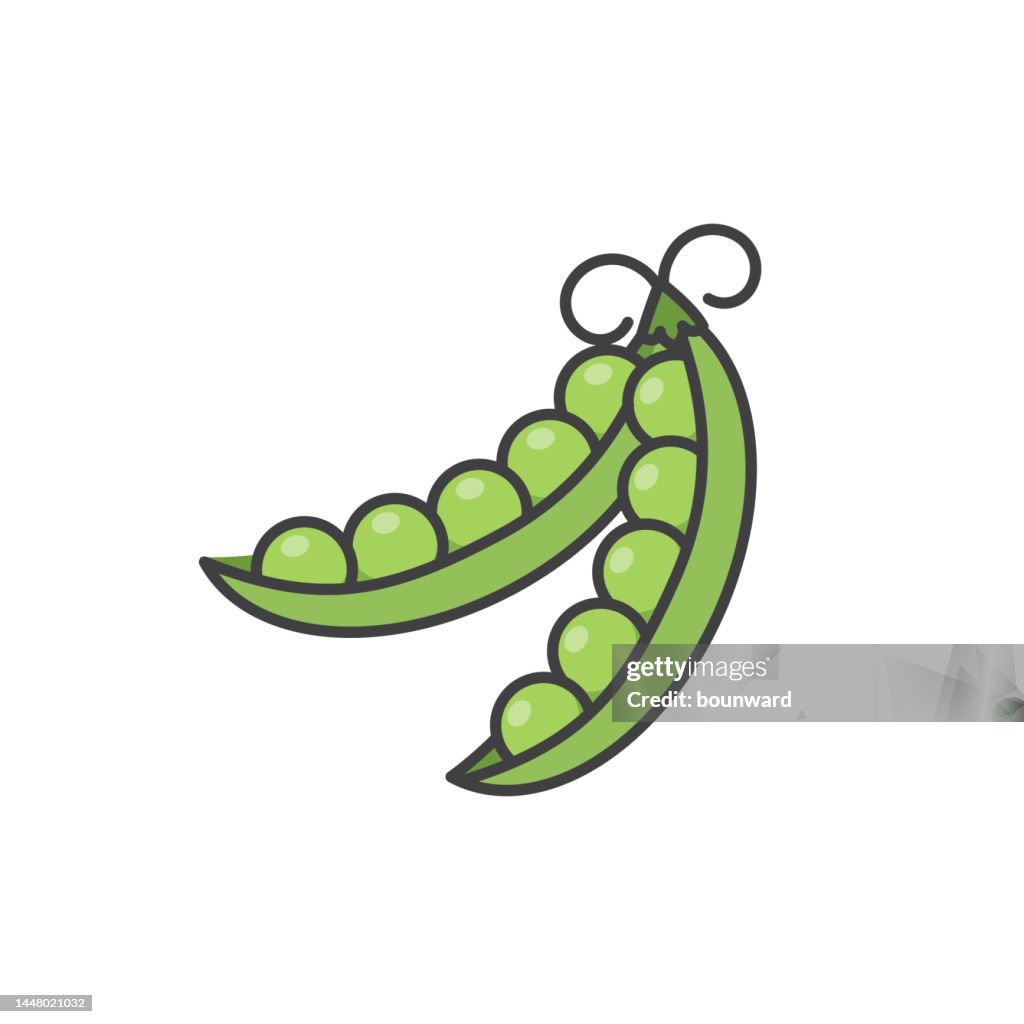 Green Peas Color Line Icon. Editable Stroke.