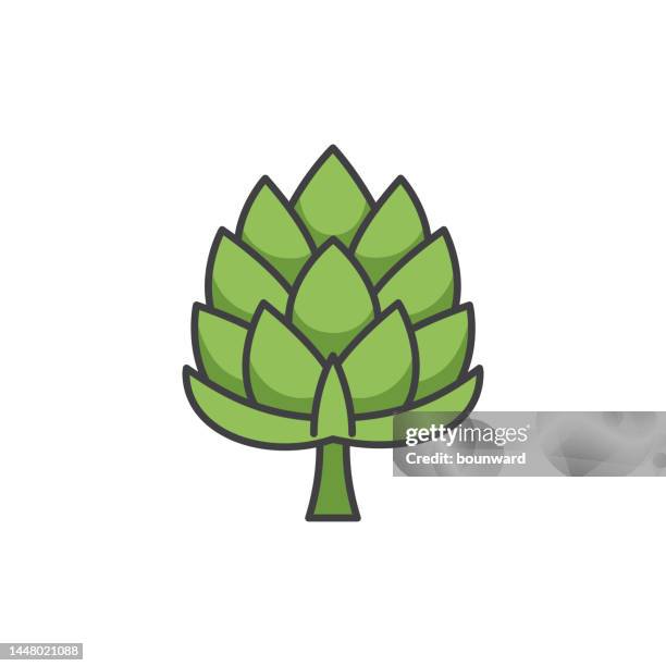 artichoke color line icon. editable stroke. - artichoke stock illustrations