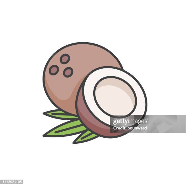 bildbanksillustrationer, clip art samt tecknat material och ikoner med coconut color line icon. editable stroke. - coconut