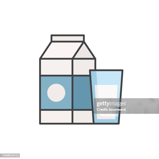 illustrations, cliparts, dessins animés et icônes de icône de ligne de couleur de lait. trait modifiable. - lait d'amande