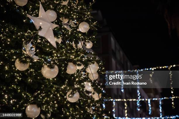 The detail of the Christmas tree included in the Salerno Luci d'Artista 2022-2023 event on December 09, 2022 in Salerno, Italy.