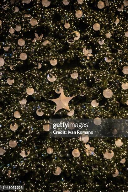The detail of the Christmas tree included in the Salerno Luci d'Artista 2022-2023 event on December 09, 2022 in Salerno, Italy.