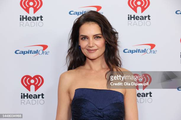 Katie Holmes attends the Z100's iHeartRadio Jingle Ball 2022 Press Room at Madison Square Garden on December 09, 2022 in New York City.