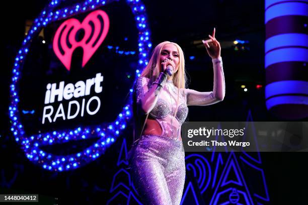 Ava Max performs onstage at the iHeartRadio Z100’s Jingle Ball 2022 Presented by Capital One at Madison Square Garden on December 9, 2022 in New...