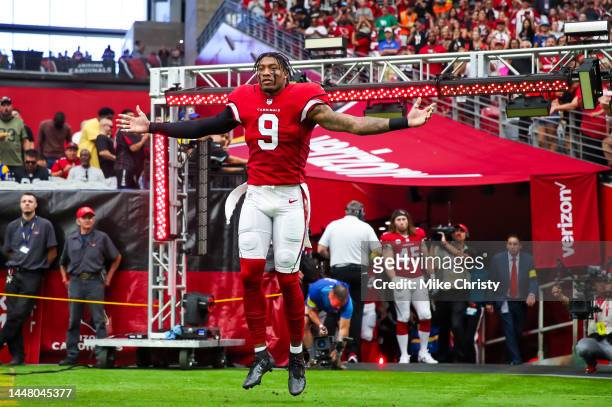 Isaiah Simmons of the Arizona Cardinals takes the field before the NFL game against the Los Angeles Rams at State Farm Stadium on September 25, 2022...