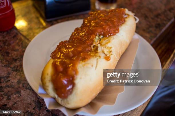 completo, or chilean loaded hot dog - completo stock pictures, royalty-free photos & images