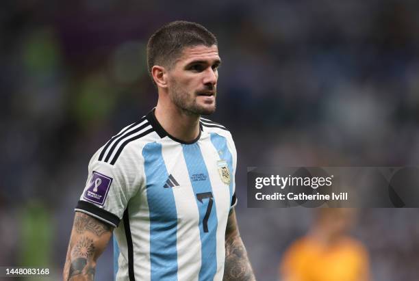 Rodrigo De Paul of Argentina during the FIFA World Cup Qatar 2022 quarter final match between Netherlands and Argentina at Lusail Stadium on December...