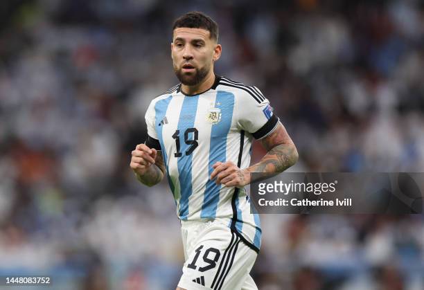 Nicolas Otamendi of Argentina during the FIFA World Cup Qatar 2022 quarter final match between Netherlands and Argentina at Lusail Stadium on...