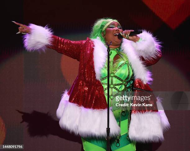Singer Lizzo preforms during the Z100's iHeartRadio Jingle Ball 2022 show at Madison Square Garden on December 09, 2022 in New York City.