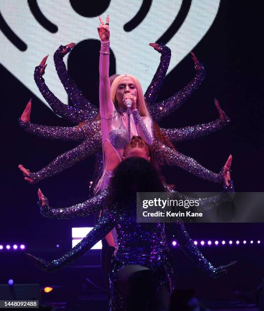 Singer Ava Max preforms during the Z100's iHeartRadio Jingle Ball 2022 show at Madison Square Garden on December 09, 2022 in New York City.