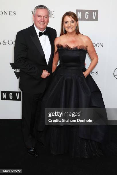 Eddie McGuire and Carla McGuire attend the NGV Gala 2022 at the National Gallery of Victoria on December 10, 2022 in Melbourne, Australia.