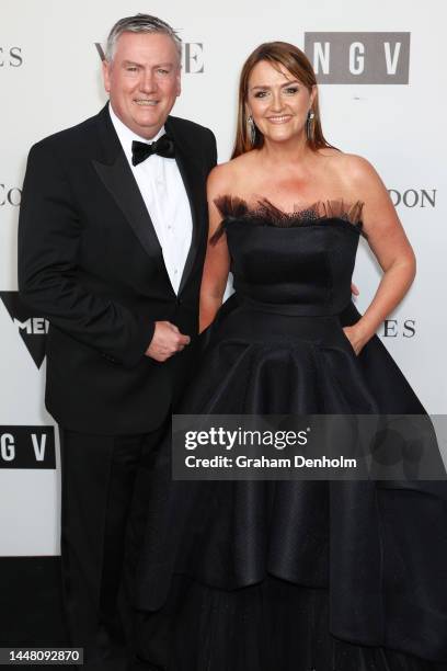 Eddie McGuire and Carla McGuire attend the NGV Gala 2022 at the National Gallery of Victoria on December 10, 2022 in Melbourne, Australia.