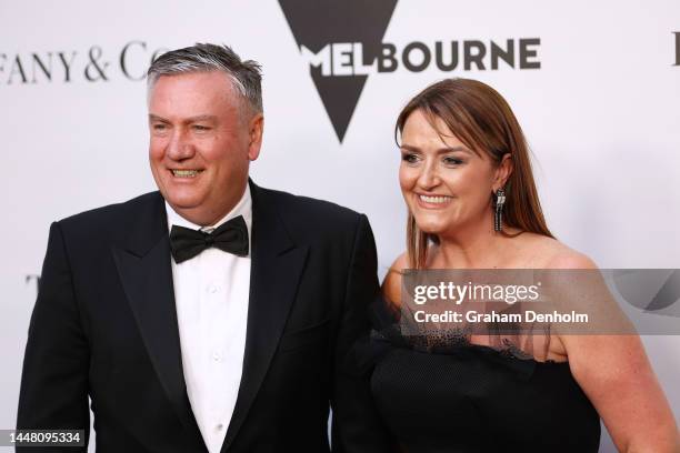 Eddie McGuire and Carla McGuire attend the NGV Gala 2022 at the National Gallery of Victoria on December 10, 2022 in Melbourne, Australia.