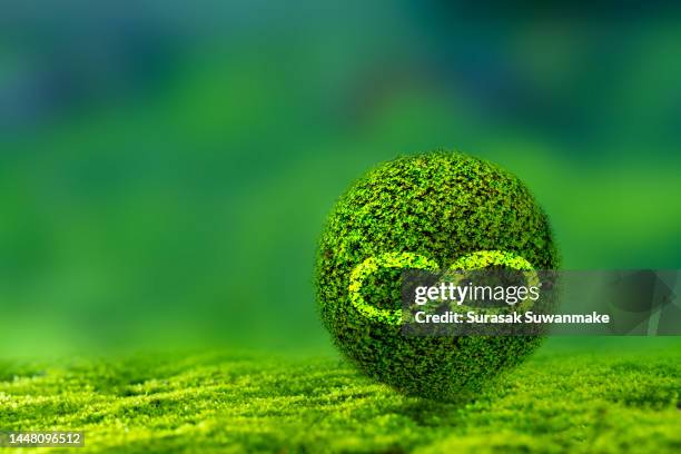 revolving business idea increasing energy use and co2 emissions, share, reuse, repair, improve and recycle existing materials and products to their full potential. - circulaire economie stockfoto's en -beelden