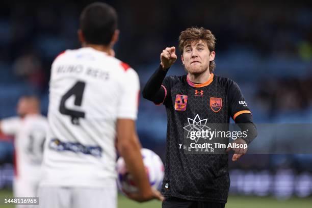 Max Burgess of Sydney FC reacts towards Nuno Reis of City during the round seven A-League Men's match between Sydney FC and Melbourne City at Allianz...