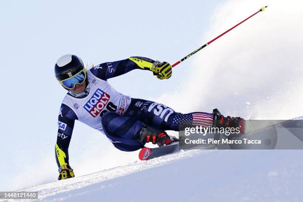 Paula Moltzan of United States team on course during the Audi FIS Alpine Ski World Cup Women's Giant Slalom on December 10, 2022 in Sestriere, Italy.