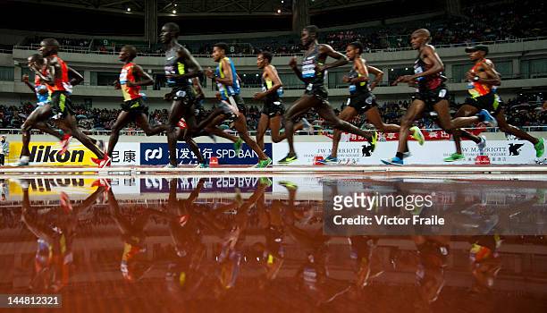 Athletes compete in the Men 5000m during the Samsung Diamond League on May 19, 2012 at the Shanghai Stadium in Shanghai, China.