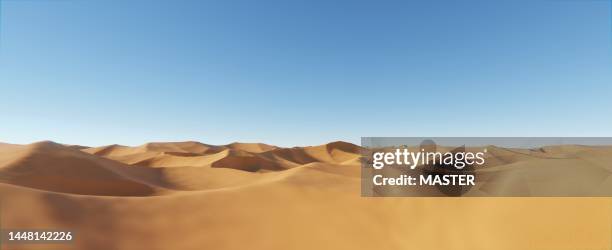 wide shot of sand dunes desert - desert stockfoto's en -beelden