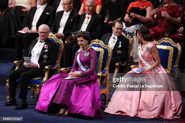 King Carl XVI Gustaf of Sweden, Queen Silvia of Sweden, Prince Daniel of Sweden and Crown Princess Victoria of Sweden attend the Nobel Prize Awards...