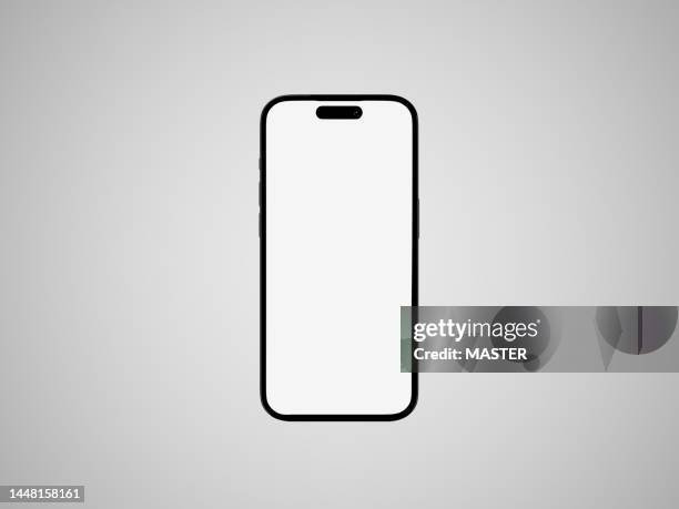 isolated mobile phone mockup with white screen  on white background - computer mockup foto e immagini stock